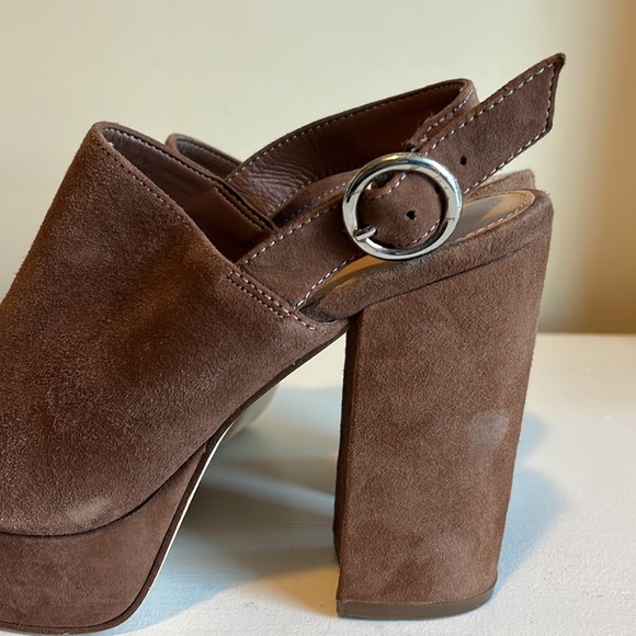 Steve Madden Carter Slingback Suede Camel Chunky Sandal Heel Size 5.5 - Picture 7 of 11